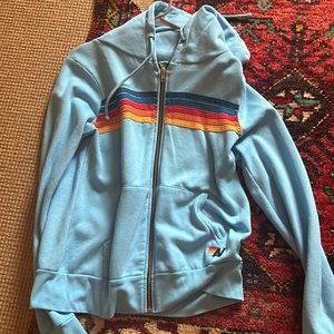blue aviator nation 5 stripe zip up hoodie